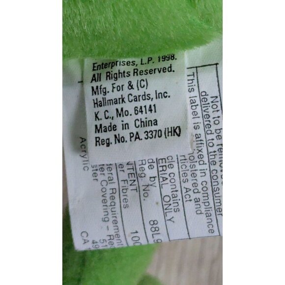 Vintage Grinch Christmas Plush Toy 18" In Santa Suit By Hallmark Cards - Picture 10 of 10